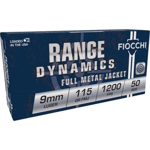 Fiocchi Pistol Shooting Dynamics Handgun Ammunition 9mm Luger 115 gr FMJ 50/Box