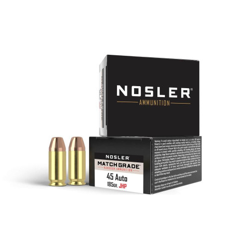 Nosler Match Grade Handgun Ammo .45 ACP 185 gr JHP 20/box Nosler Match Grade Handgun Ammo .45 ACP 185 gr JHP 20/box