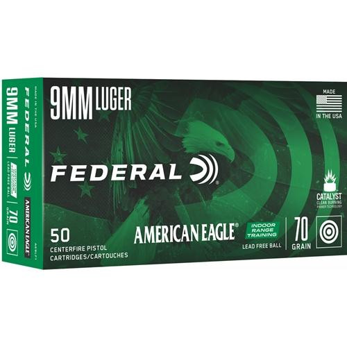 Federal American Eagle IRT Lead Free Handgun Ammuntion 9mm Luger 70gr FMJ 50/ct Federal American Eagle IRT Lead Free Handgun Ammuntion 9mm Luger 70gr FMJ 50/ct