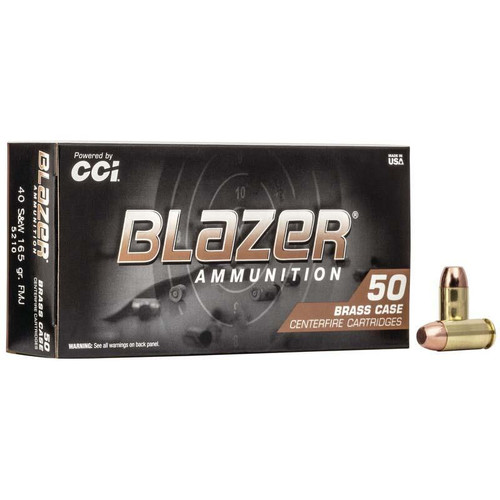 CCI Blazer Brass Handgun Ammunition .40 S&W 165 gr FMJ 1050 fps 1000/ct Case