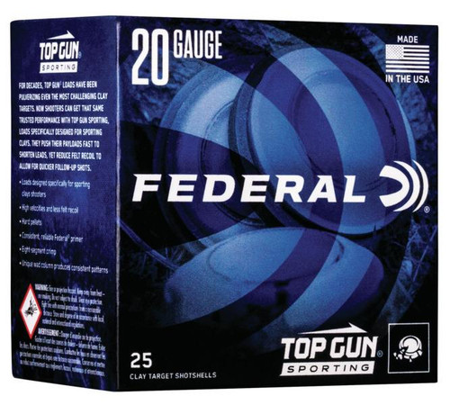 Federal Top Gun Sporting Shotshells 20ga 2-3/4" 7/8 oz 1250 fps 8 25/ct