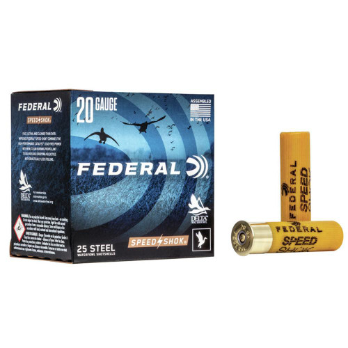 FEDERAL SPEED-SHOK HIGH VELOCITY STEEL 20GA 3" 7/8OZ 3 AMMO 25RD FEDERAL SPEED-SHOK HIGH VELOCITY STEEL 20GA 3" 7/8OZ 3 AMMO 25RD