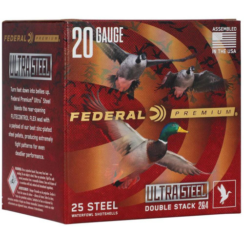 Federal Premium Ultra Steel Shotshells 20ga 3" 1oz 1400 fps 2 & 4 10/ct