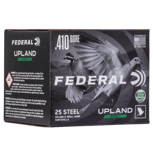 FEDERAL FIELD & RANGE STEEL 410GA 3" 3/8OZ 6 UPLAND STEEL AMMO 25RD FEDERAL FIELD & RANGE STEEL 410GA 3" 3/8OZ 6 UPLAND STEEL AMMO 25RD