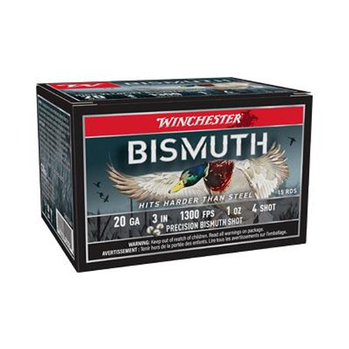 Winchester Bismuth Shotshell 20ga 3" 1oz 1300 fps 4 15/ct