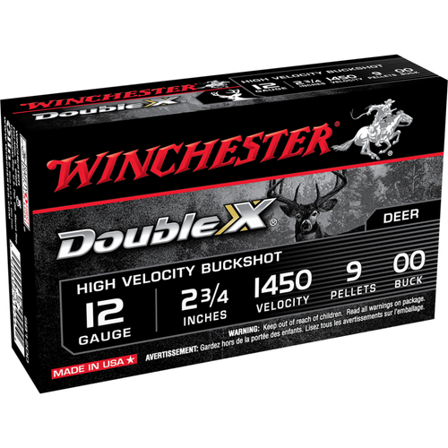 Winchester Double X High-Velocity Buckshot Shotshells 12 ga 2-3/4" 9 plts 00 1450 fps 5/ct