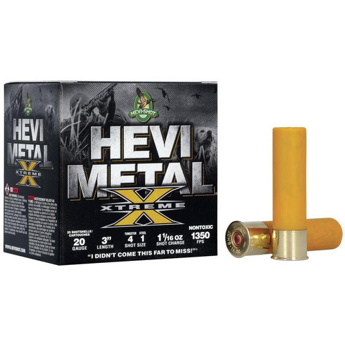 HEVI-Shot HEVI-Metal Xtreme Shotshell 20ga 3" 1-1/16 oz 1350 fps 4 Tungsten & 1 Steel 25/ct