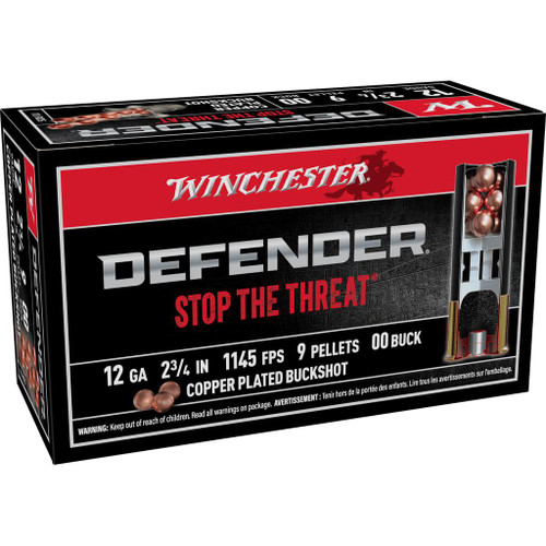 Winchester Copper Plated Defender Shotshells 12 ga 2-3/4" 9-Pellet 1145 fps 00 10/ct Winchester Copper Plated Defender Shotshells 12 ga 2-3/4" 9-Pellet 1145 fps 00 10/ct