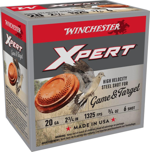 Winchester Xpert Steel Shotshells 20 ga 2-3/4" 3/4 oz 1325 fps 6 25/ct