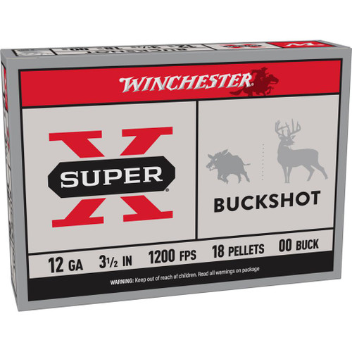 Winchester Super-X Buckshot Shotshells 12 ga 3-1/2" 1200 fps 00 5/ct