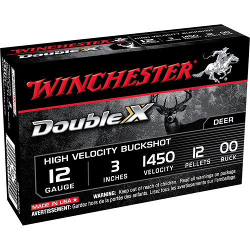 Winchester Double X High-Velocity Buckshot Shotshells 12 ga 3" 12 plts 00 1450 fps 5/ct