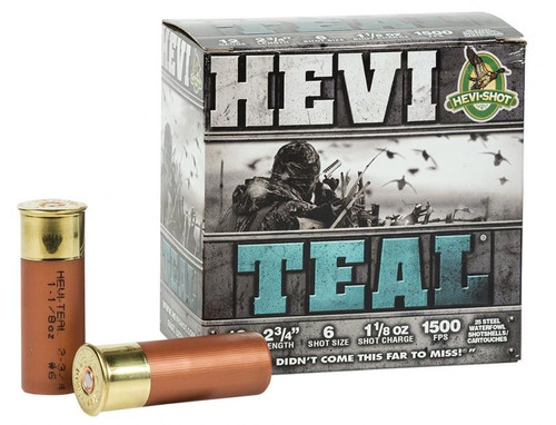 Hevi-Shot Hevi-Teal Shotshells 12 ga 2 -3/4" 1-1/8 oz 1500 fps 6 25/ct