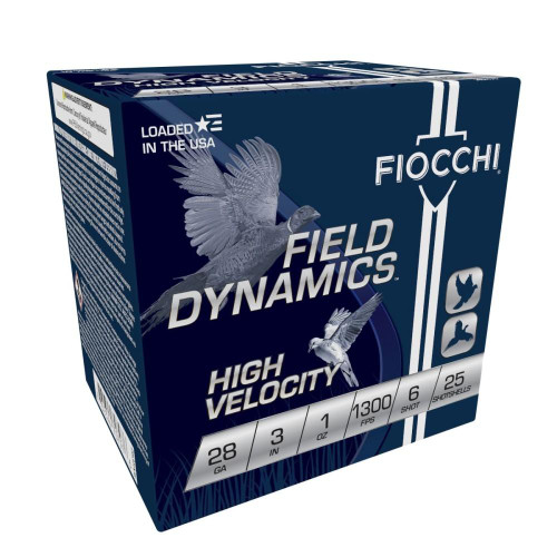 Fiocchi High Velocity Shotshells 28 ga 3" 1 oz 1300 fps 6 25/ct