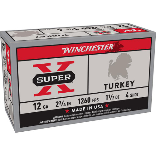 Winchester Super-X Turkey Shotshells 12 ga 2-3/4" 1-1/2 oz 1260 fps 4 10/ct
