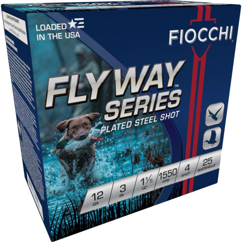 Fiocchi Flyway Steel Shotshells 12ga 3" 1-1/5oz 1550fps 4 25/ct