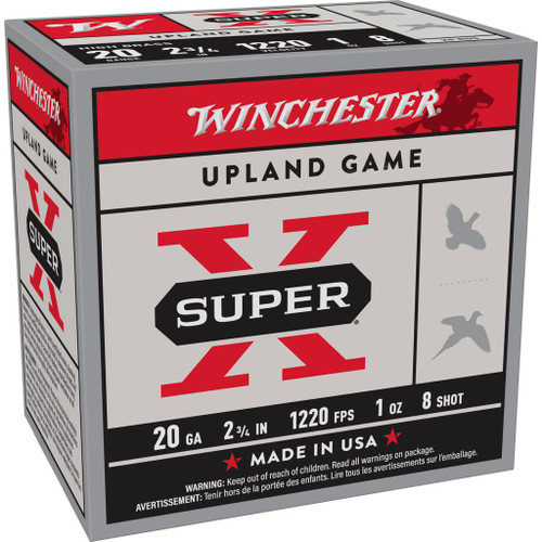 Winchester Super-X High-Brass Shotshells 20 ga 2-3/4" 1 oz 1220 fps 8 25/ct