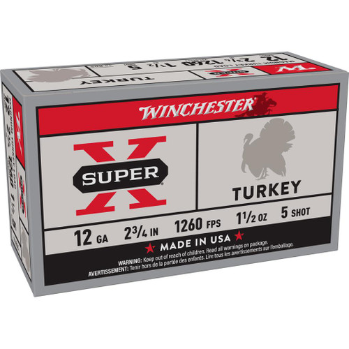 Winchester Super-X Turkey Shotshells 12 ga 2-3/4" 1-1/2 oz 1260 fps 5 10/ct
