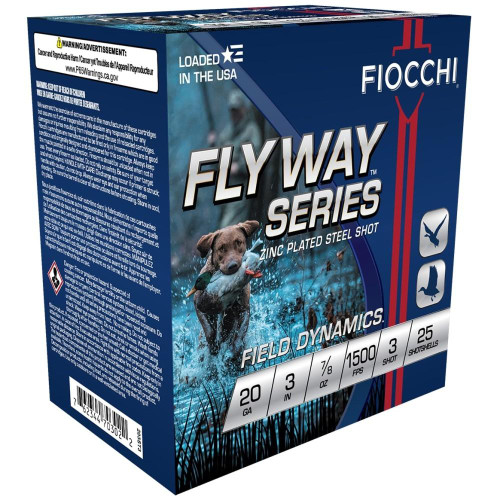 Fiocchi Flyway Steel Shotshells 20 ga 3" 7/8oz 1500fps 3 25/ct