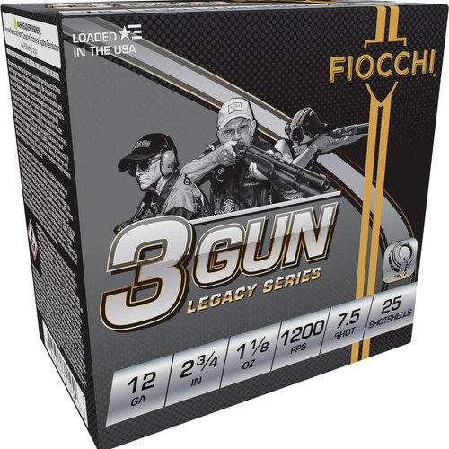Fiocchi 3 Gun Match Shotshells 12ga 2-3/4" 1-1/8oz 1200 fps 7.5 25/ct