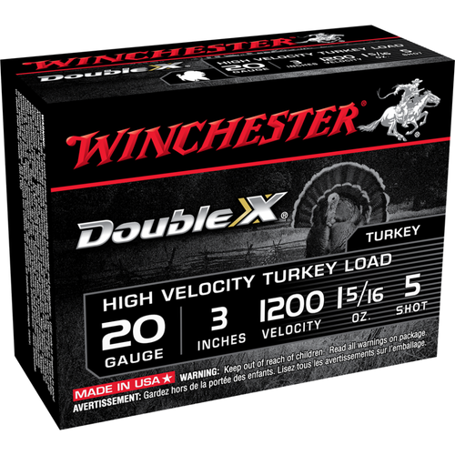 Winchester Double X Turkey Load Shotshells 20 ga 3" MAX 1-5/16 oz 5 1200 fps 10/ct