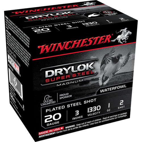Winchester Super-X Drylok Super Steel Shotshells 20 ga 3" 1 oz 1330 fps 2 25/ct Winchester Super-X Drylok Super Steel Shotshells 20 ga 3" 1 oz 1330 fps 2 25/ct