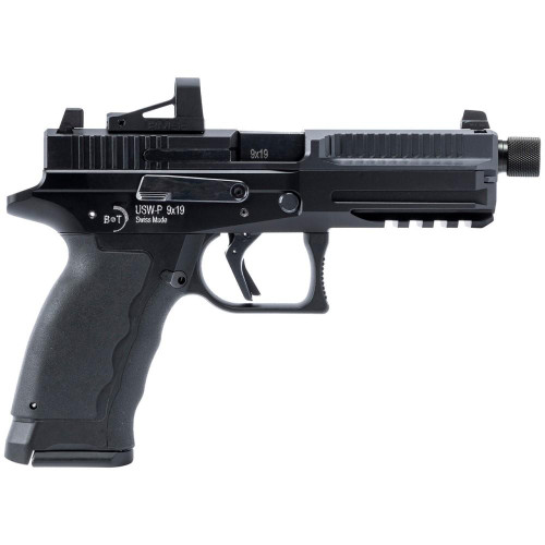 B&T USW P Handgun 9mm Luger 17 & 19rd Magazines 4.96" Barrel Black Optic Ready