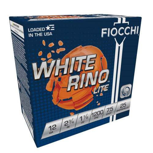 Fiocchi White Rino Lite Shotshells 12 ga 2-3/4" 1-1/8oz 1200 fps 7.5 25/ct