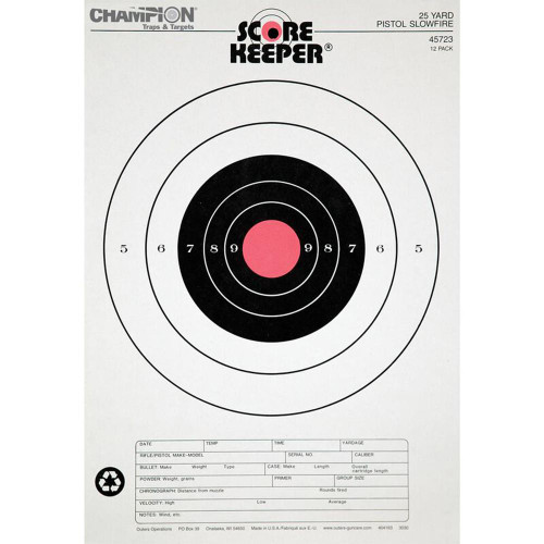 Champion Scorekeeper Targets Fluorescent Orange Bull 25 yd. Pistol Slow Fire 12/ct Champion Scorekeeper Targets Fluorescent Orange Bull 25 yd. Pistol Slow Fire 12/ct