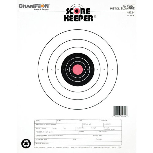 Champion Scorekeeper Targets Fluorescent Orange Bull 50 ft. Pistol Slow Fire 12/ct Champion Scorekeeper Targets Fluorescent Orange Bull 50 ft. Pistol Slow Fire 12/ct