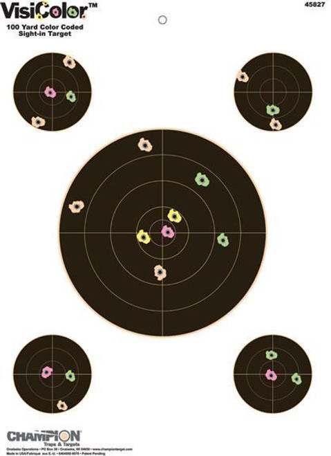 Champion VisiColor High-Visibility Paper Targets 8" Bull w/4 extra Bulls 10/Pack Champion VisiColor High-Visibility Paper Targets 8" Bull w/4 extra Bulls 10/Pack