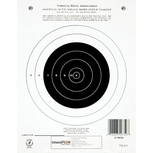 Champion Official NRA Paper Targets GTQ-3/1 50 yd Small Bore Rifle Single Bull 12/ct Champion Official NRA Paper Targets GTQ-3/1 50 yd Small Bore Rifle Single Bull 12/ct