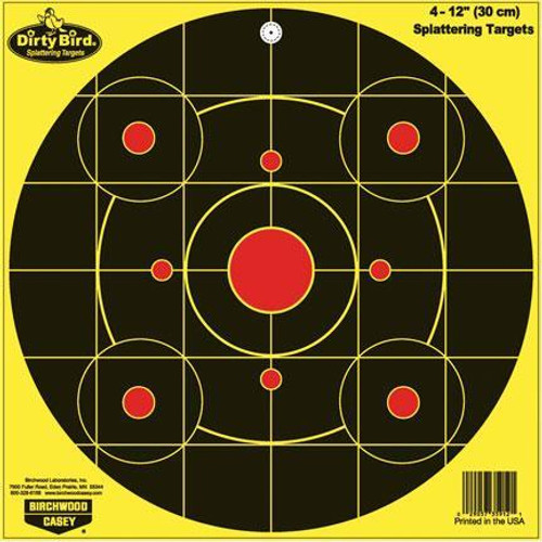 Birchwood Casey Dirty Bird Bulls-Eye Sight-In Targets - 12" Round 4/Pack