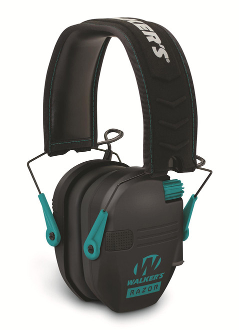 Walker's Razor Series Slim Shooter Folding Electronic Muff - Teal Walker's Razor Series Slim Shooter Folding Electronic Muff - Teal
