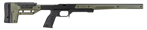Mdt Oryx Chassis OD Green/Black Aluminum, Adj. Cheekrest, M-LOK Forend, AR-Style Grip, Barricade Stop, AICS Mag Compatible, Fits Short Action Ruger American               
