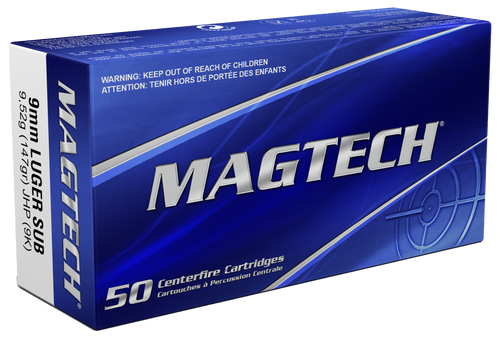 Magtech Range/Training 9mmLuger 147gr Jacketed Hollow Point Subsonic 50 Per Box/20 Case                                                                                                             