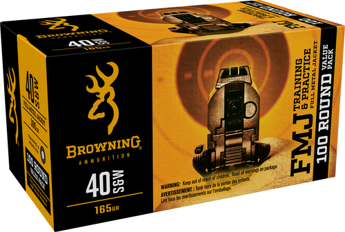Browning Ammo FMJ Value Pack 40S&W 165gr Full Metal Jacket 100 Per Box/5 Case                                                                                                                