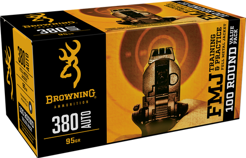Browning Ammo FMJ Value Pack 380ACP 95gr Full Metal Jacket 100 Per Box/5 Case Browning Ammo FMJ Value Pack 380ACP 95gr Full Metal Jacket 100 Per Box/5 Case