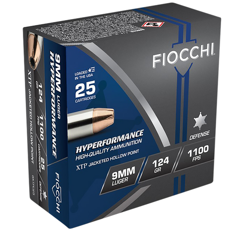 Fiocchi Hyperformance 9mmLuger 124gr Hornady XTP Hollow Point 25 Per Box/20 Case Fiocchi Hyperformance 9mmLuger 124gr Hornady XTP Hollow Point 25 Per Box/20 Case