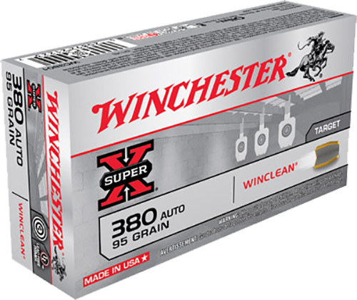 Winchester Ammo Super X 380ACP 95gr Winclean Brass Enclosed Base 50 Per Box/10 Case                                                                                                             