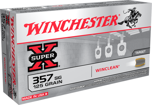 Winchester Ammo Super X 357Sig 125gr Winclean Brass Enclosed Base 50 Per Box/10 Case Winchester Ammo Super X 357Sig 125gr Winclean Brass Enclosed Base 50 Per Box/10 Case