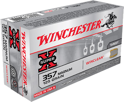Winchester Ammo Super X 357Mag 125gr Winclean Brass Enclosed Base 50 Per Box/10 Case                                                                                                            