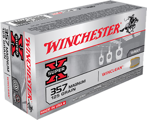 Winchester Ammo Super X 357Mag 125gr Winclean Brass Enclosed Base 50 Per Box/10 Case                                                                                                            
