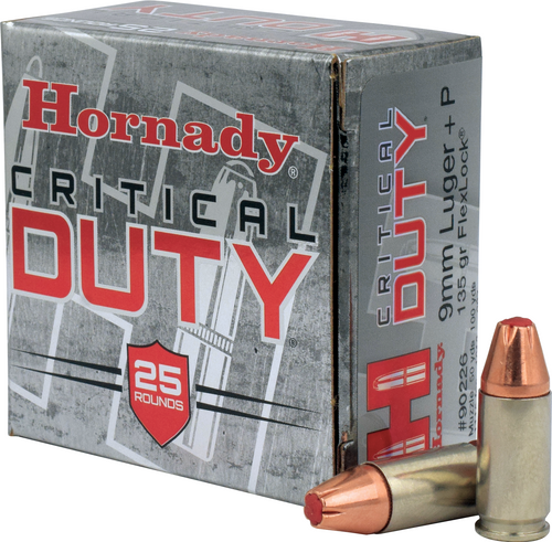 Hornady Critical Duty 9mmLuger+P 135gr Hornady FlexLock 25 Per Box/10 Case                                                                                                                       