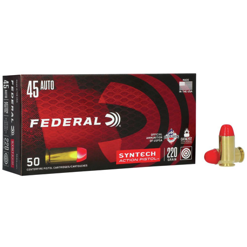 Federal American Eagle Syntech Handgun Ammuntion .45 ACP 220 gr TSJ 830 fps 50/ct