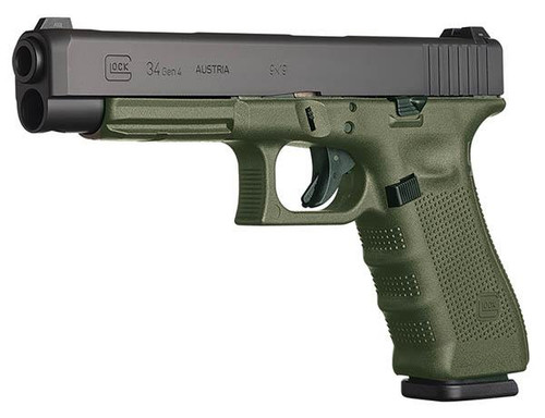 Glock 34 Gen 4 MOS Competition Handgun 9mm Luger 17/rd Magazines (3) 5.3" Barrel OD Green Frame with Black Slide Austria