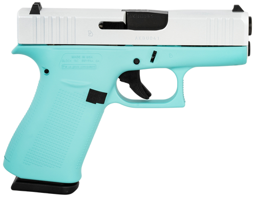 Glock G43X Sub-Compact Frame 9mm Luger 10+1 3.41" Pearl White/Robin Egg Blue Cerakote
