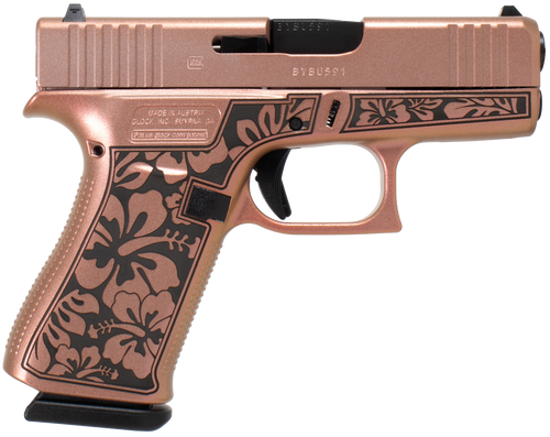 Glock G43 Gen3 Sub-Compact Frame 9mm Luger 6+1 3.41" Black Steel Barrel Chimera w/Hibiscus