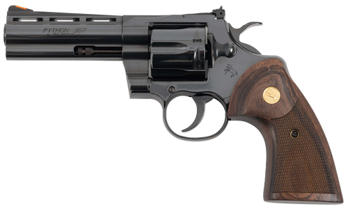 Colt Python Target 357 Mag/38 Special 6 Shot 4.25" Matte Black Carbon Steel Recessed Target Vent Rib Barrel Walnut w/Medallion Grip Colt Python Target 357 Mag/38 Special 6 Shot 4.25" Matte Black Carbon Steel Recessed Target Vent Rib Barrel Walnut w/Medallion Grip