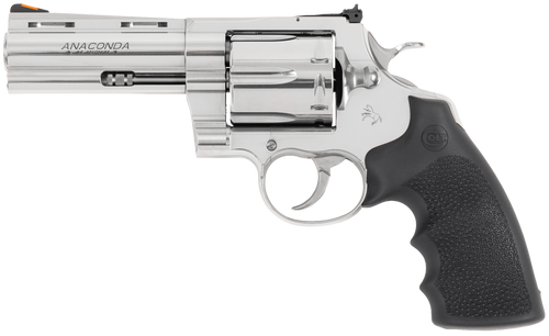 Colt Anaconda 44 Mag 6 Shot 4.25" Stainless Barrel Black Hogue Rubber w/Finger Grooves Grip Colt Anaconda 44 Mag 6 Shot 4.25" Stainless Barrel Black Hogue Rubber w/Finger Grooves Grip