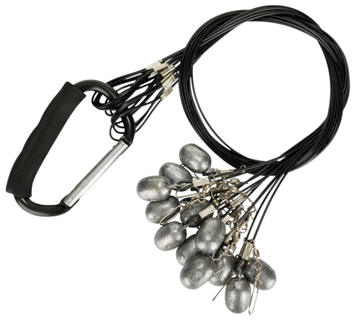 Drake Waterfowl Texas Rig Package Set 60" Black Coated Steel Wire, 6 oz Lead Weight, Metal Cable Crimps, Includes Carabiner (12 Pack)                                                      